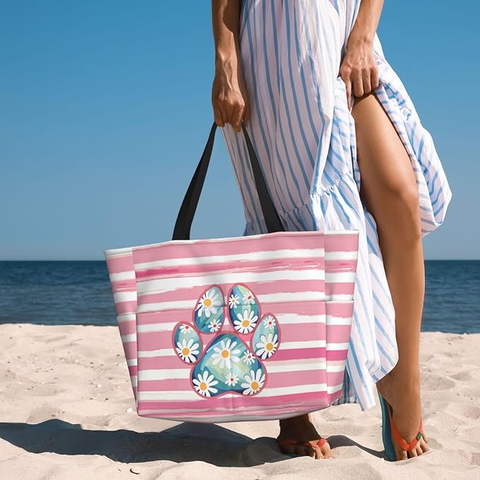 Beach Bag for Women Beach Tote Bag Waterproof Sandproof Large Bags with Zipper Big Capacity for Vacation Travel