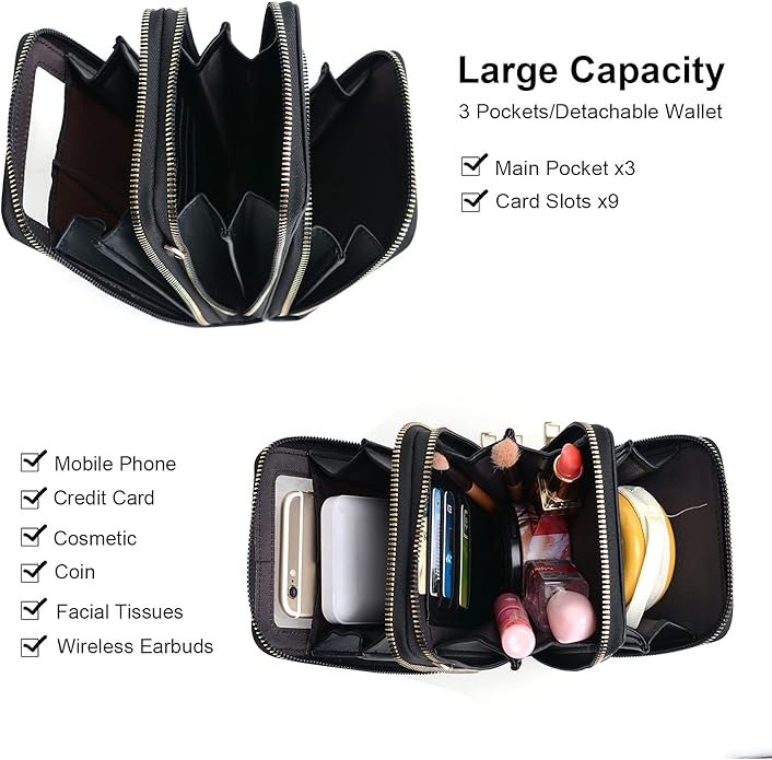 Crossbody Cellphone Purse Women Touch Screen Bag RFID Blocking Wallet Handbag Shoulder Strap