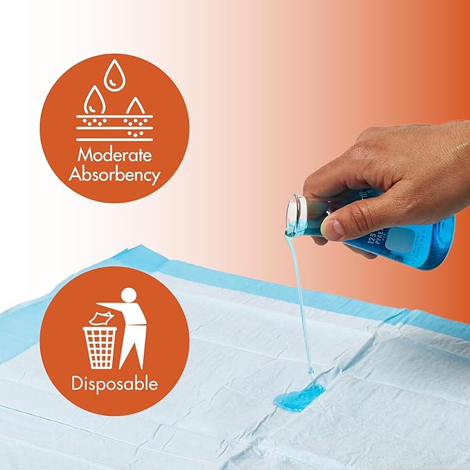 Caring Disposable Underpads, Baby Changing Liner Pads, Moderate Absorbency, 23 x 36 in, 25-Pack