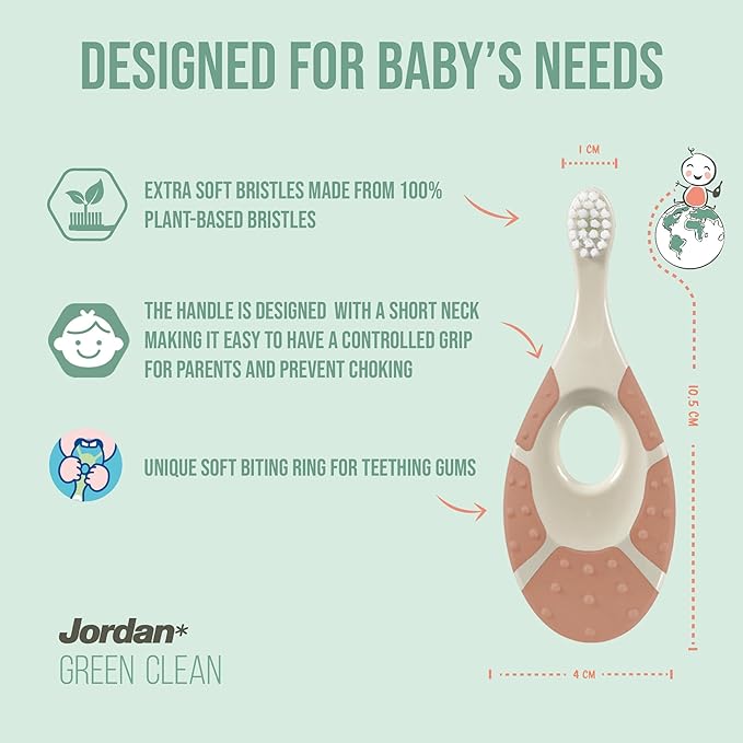 Jordan* ® | Green Clean Toothbrush | Award Winning Sustainable Toothbrush Made from Recycled Materials | Eco-Friendly | Scandinavian Design | Soft Bristle Toothbrush | Adult Toothbrush x 4 Units + Bab