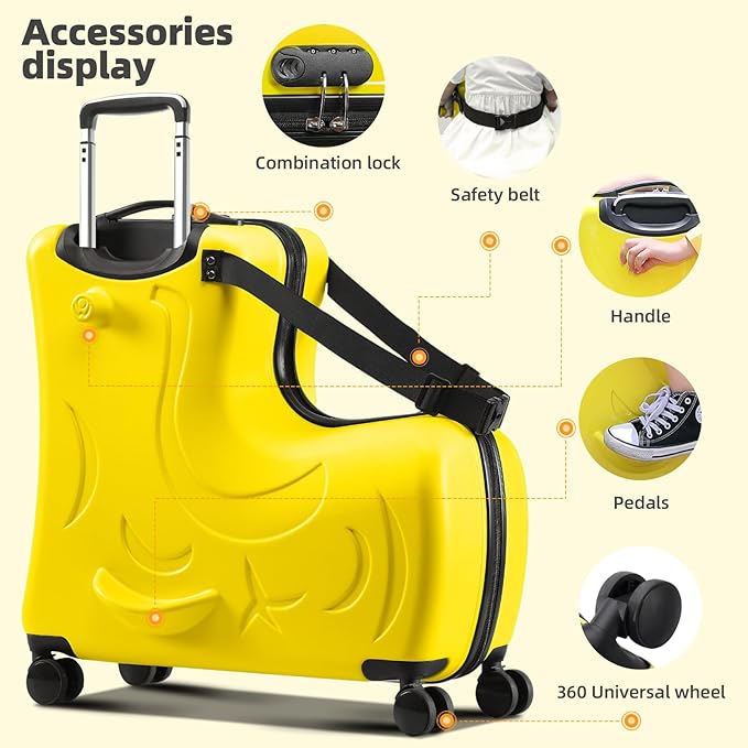 AOWEILA All-in-One Baby Travel Carrier & Ride-On Suitcase – Stroller Replacement with Safe Harness & Easy Pull Handle