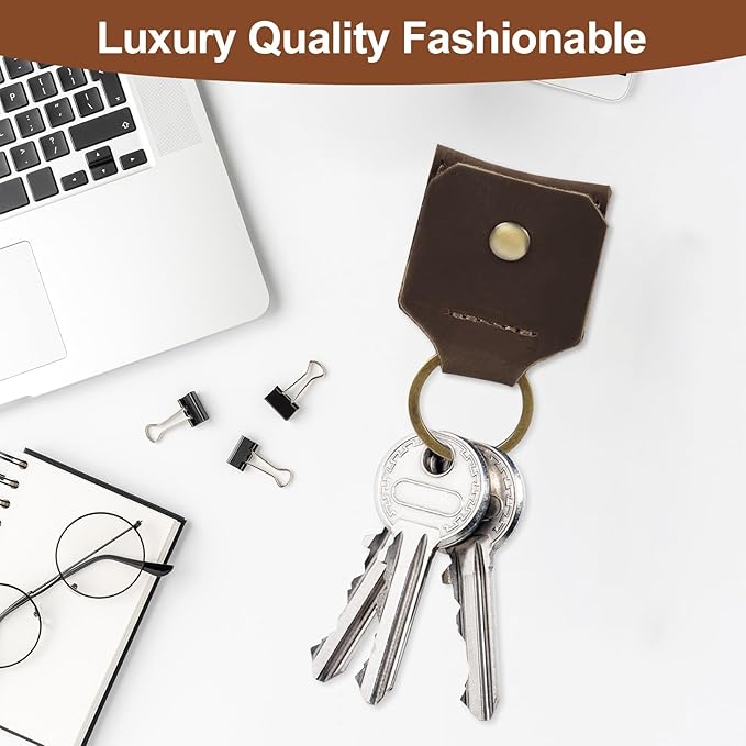 Jack&Chris Genuine Leather SD Card Holder Keychain, Anti-Shock Anti-Dust SD Card Case, Portable Camera Accessories for SD CF CFexpress Micro SD Nano SIM and Micro SIM Cards, Coffee
