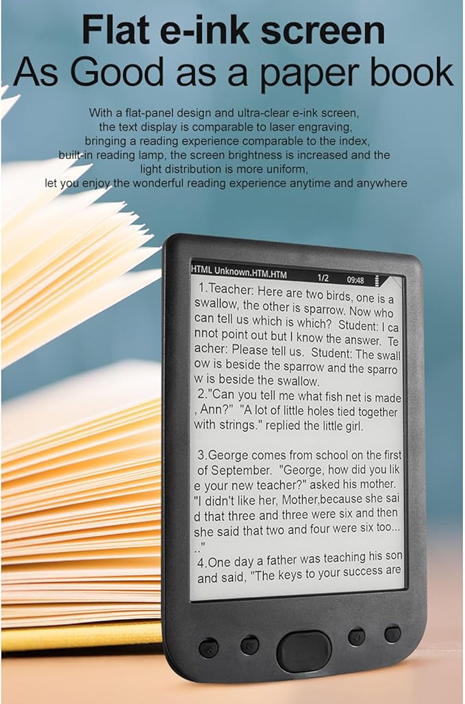 Yoidesu 6 Inch E Reader Digital Reader Electronic Book Reader with 800x600 High Resolution Screen Multifunctional Navigation Buttons for PDF EPUB TXT DOC FB2 MOBI (16GB)