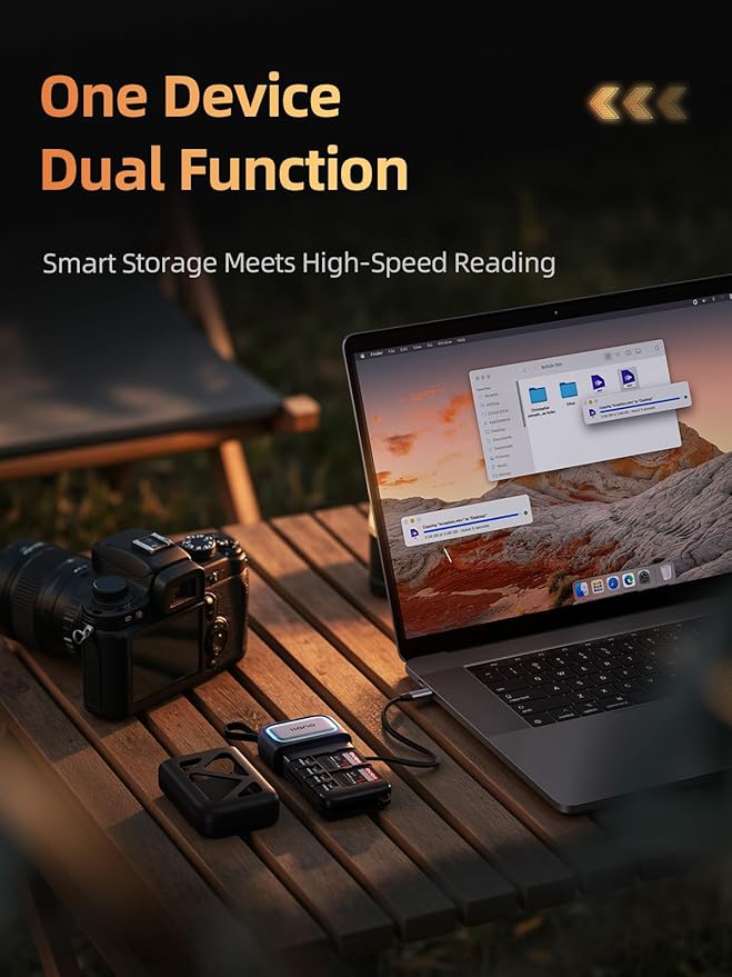 llano 2-in-1 High-Speed SD/Micro SD Card Reader Adapter(UHS-I Supported),Holder Case, Built-in Slot Storage, Compatible with iPhone, Android, PC, MacBook, Laptop, Dual Slot, USB Type-C 3.2 Gen1