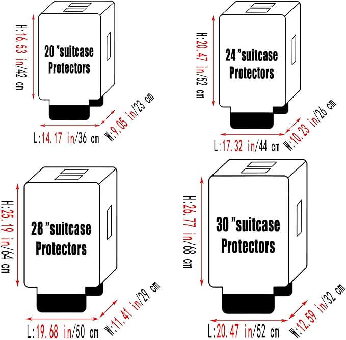 0.4mm Thick Transparent PVC Luggage Protector Cover Set, Waterproof TSA Approved Luggage Covers for Suitcase, Clear Suitcase Covers for 19-29 Inch Spinner Luggage