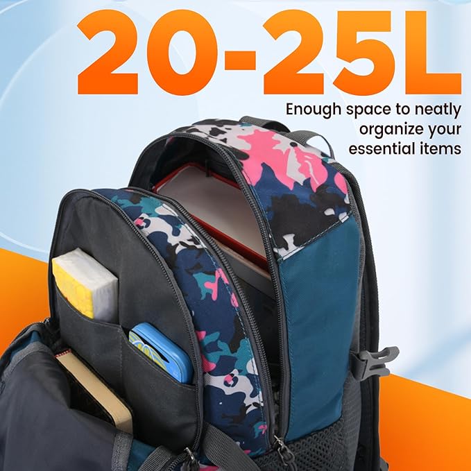sunhiker Small Cycling Hiking Backpack Water Resistant Travel Backpack Lightweight Daypack M0714 （20-25L-Pink Camo
