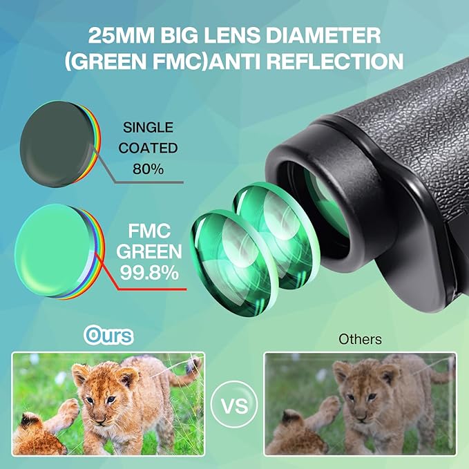 10x25 High Powered Binoculars for Adults, Waterproof Compact Binoculars with Low Light Vision for Bird Watching Hunting Football Games Travel Stargazing Cruise with Carrying Bag
