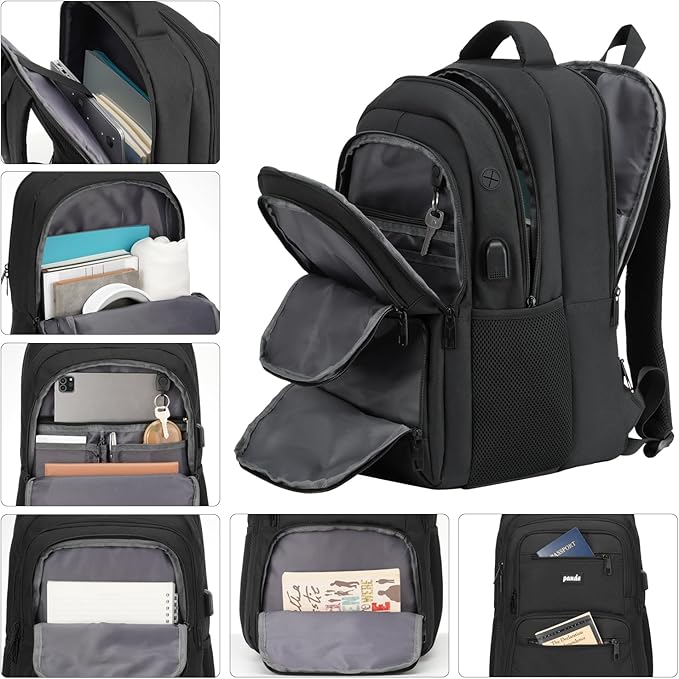 Paude Laptop Backpack, 17.3 Inch School Backpack Large Bookbag with USB for High School College Students Office Business,Waterproof