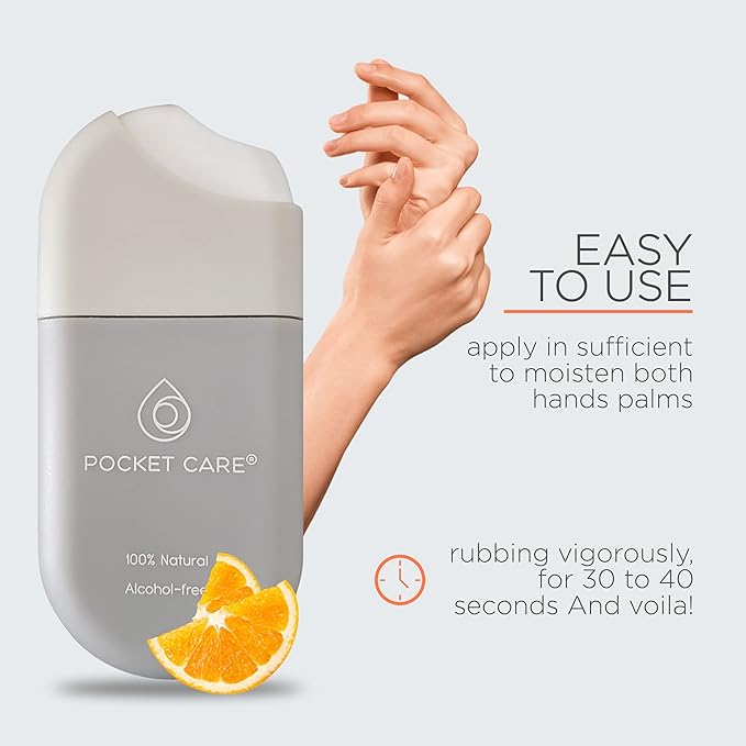 POCKET CARE | 2 Pack Unscented Hand Moisturizing cleanser Spray .50 Fl OZ each bottle - natural moisturizing | Organic | Travel Size - Travel Accessories