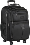 MATEIN Rolling Backpack with 4 Wheels, 17 inch Roller Travel Laptop Backpack for Women Men, Large Water Resistant Business Wheeled Bag, Airline Approved Carry on Luggage Suitcase Bag, Black