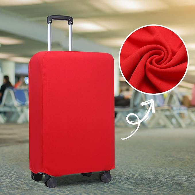 PATIKIL Luggage Cover, Suitcases Covers Elastic Carry on Cover Protector Washable Scratch-Resistant Fits 26-27 Inch Luggage for Travel Business Trips, Red