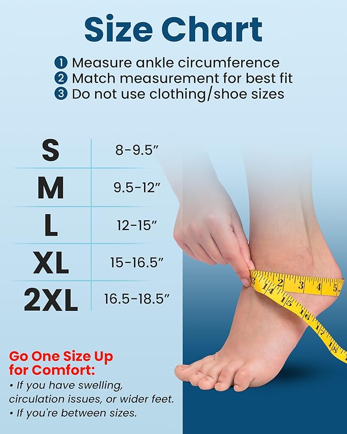 KEMFORD Ankle Compression Sleeve with Cooling Effect - Plantar Fasciitis Braces - Open Toe Compression Socks for Swelling, Sprain, Neuropathy, Arch Support for Men and Women - M, Black