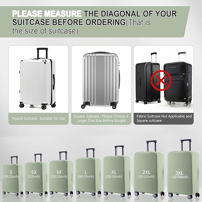 Travel Luggage Cover Suitcase Protector Scratch-Resistant Fit 19-31 Inch Suitcase, Not Included Suitcase (Cyan, L(26-27 inch))