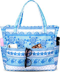 LEDAOU Beach Bag Waterproof Sandproof Women Tote Bag Pool Bag with Zipper for Gym Grocery Travel with Wet Pocket