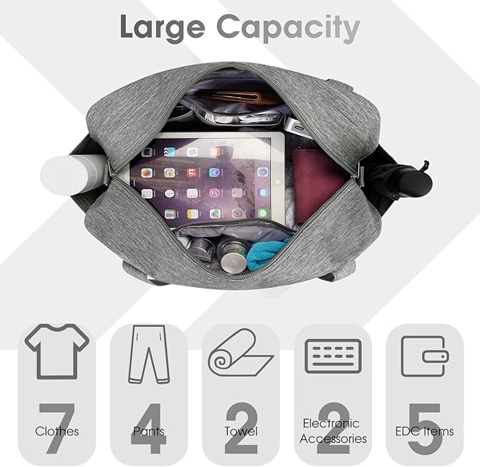 Narwey 18" Carry on Bag Underseat Luggage for Airplane Spirit Airlines Personal Item Bag Travel Duffel Bag Small Gym Bag Weekender Overnight Bag with Wet Pocket for Women and Men (Grey)