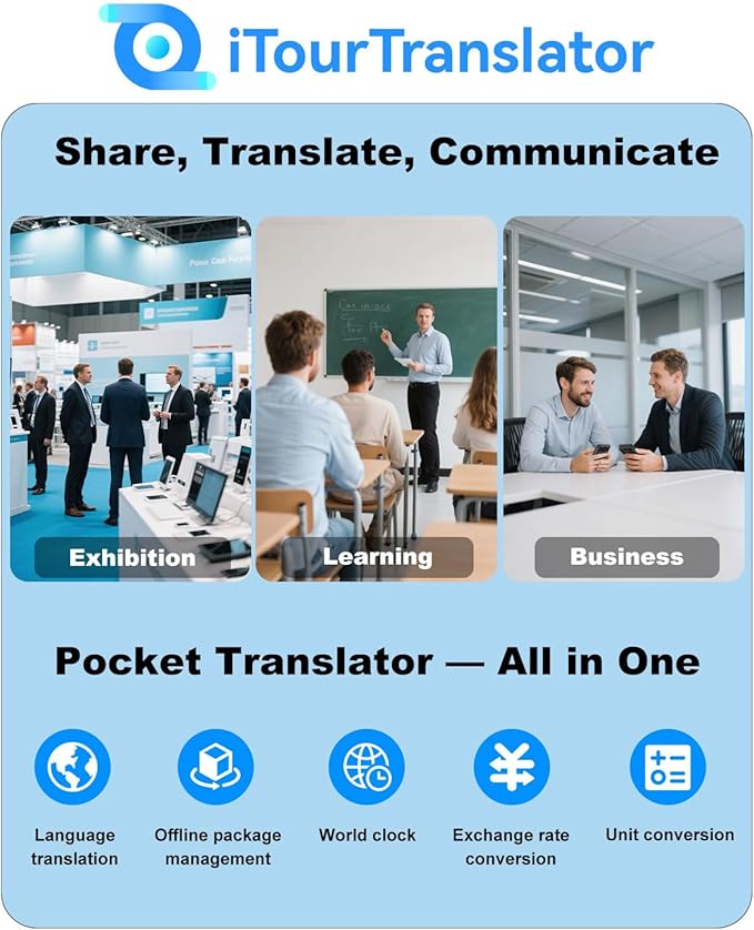 iTour D-Lite Dual Screen Language Translator Device, 2025 Real-Time Voice Translation Interpreter Hub 139 Languages, Group Chat & Photo & PhoneTranslation, Instant Pocket AI Translator Device