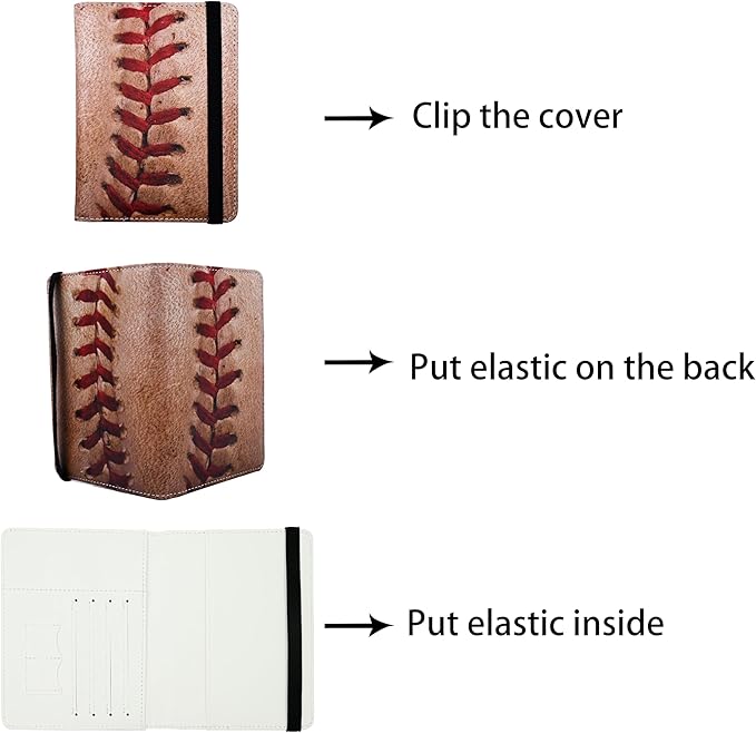 Passport Holder for Women and Men PU Leather Passport Cover for Travel (Baseball)