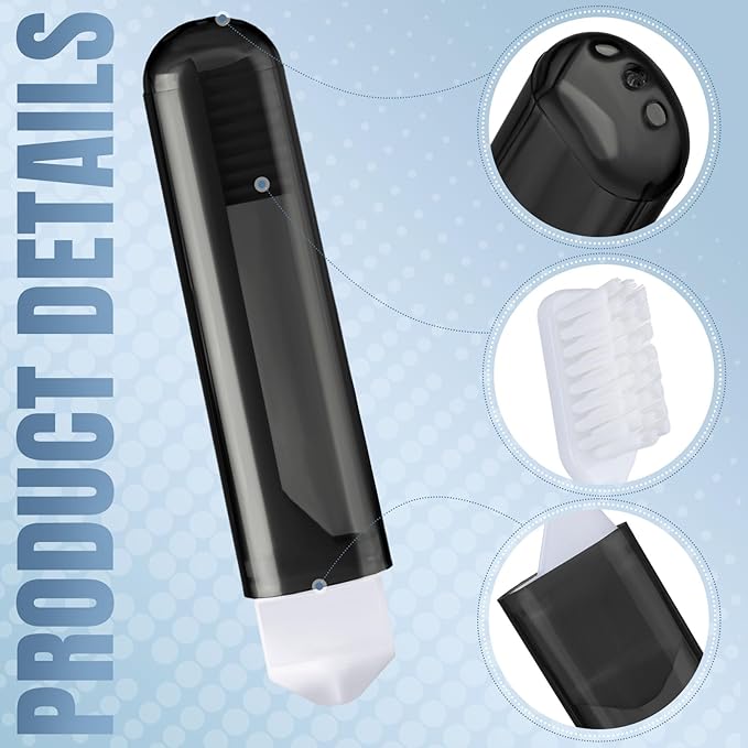 Patelai 4 Pieces Travel Toothbrush Set, Soft Bristle Mini Foldable Tooth Brush with Case, Individually Wrapped Small Portable Travel Size Toiletries Stuff for Camping (Black)