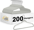 Quality Hangers Clothes 200 Pack - Non-Velvet Plastic for -Heavy Duty Coat Hanger Set -Space-Saving Closet with Chrome Swivel Hook, Functional Non-Flocked Hangers, Black, 17.5'' (PL020/ctn)