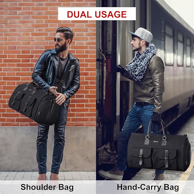 Modoker Garment Convertible Weekender Bag,Carry on Canvas Garment Duffle Bag Heavy Duty Overnight Bags for Men Women