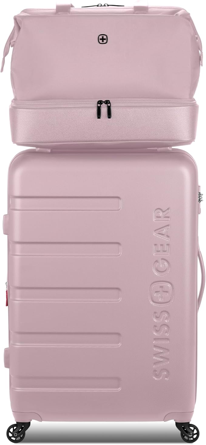 SwissGear 7366 Hardside Expandable Luggage with Spinner Wheels, Pink, 2-Piece Set (Weekender/27)
