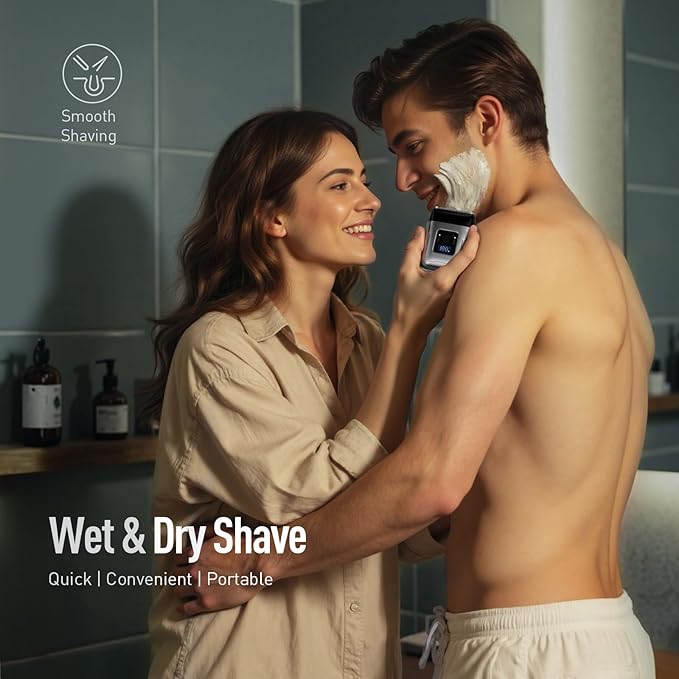 Professional Foil Shaver for Men: Cordless Electric Razor with High-Speed Dual Blades, Rechargeable USB-C, IPX6 Travel-Friendly/Home Use & Waterproof