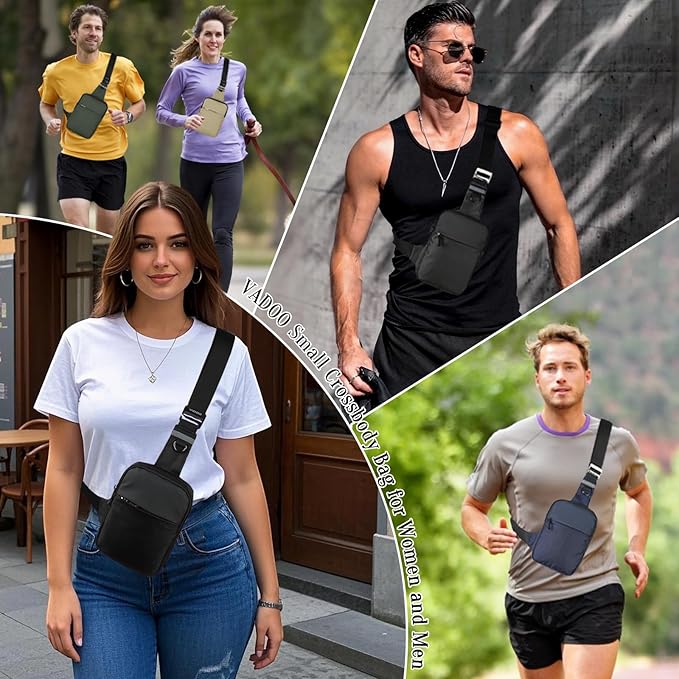VADOO Mini Sling Bag, Small Crossbody Bag with RFID Blocking for Women and Men, Lightweight Chest Phone Bag for Travel Casual,Green