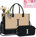 TOPDesign Personalized Initial Canvas Tote Bag, for Wedding, Birthday, Beach, Perfect Gifts for Women, Mom, Teachers, Friends