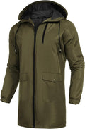 COOFANDY Men's Long Raincoat Ligtweight Rain Jacket Waterproof Outdoor Jackets with Hood