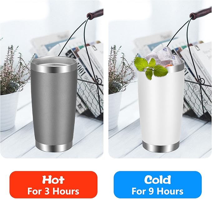 VEGOND 20oz Tumbler with Lid and Straw Stainless Steel Tumbler Cup Bulk Vacuum Insulated Double Wall Travel Coffee Mug Powder Coated Coffee Cup(White 6 Pack