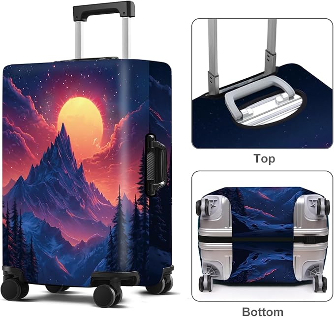 Luggage Cover Washable Suitcase Protector Anti-scratch Suitcase cover Fits 20-34 Inch Luggage (Snow mountain, L(28-30inch suitcase))