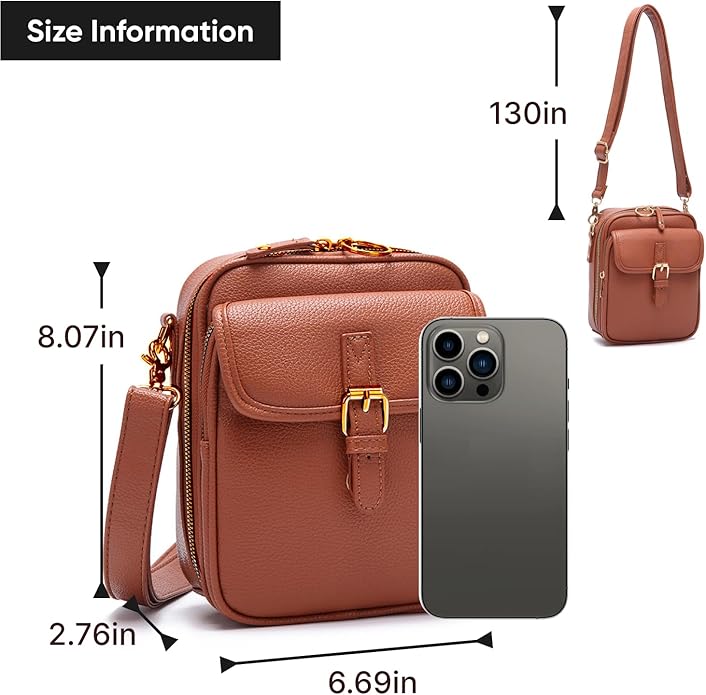 1060 Leather Crossbody Bags for Women Anti-Theft Vegan Purse with Card Slots, Travel Shoulder Bag, Waterproof Crossbody Purse
