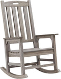 Psilvam Outdoor Rocking Chair, Poly Lumber Oversized Rocking Chair with 21" Wide Seat and 32" Tall Backrest, Pre-Assembled with Most Components for Effortless Installation(Light Gray)