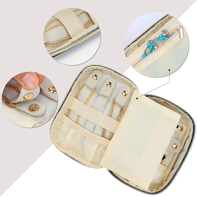 Teamoy Small Jewelry Travel Case, Portable Jewelry Organizer Bag for Earrings, Necklace, Rings and More, Small, Gray-(Bag Only)