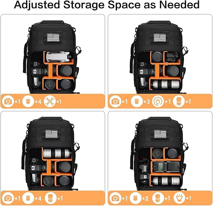 MOSISO Camera Backpack, DSLR/SLR/Mirrorless Tactical Camera Bag Case with Laptop Compartment Compatible with Canon/Nikon/Sony, Black
