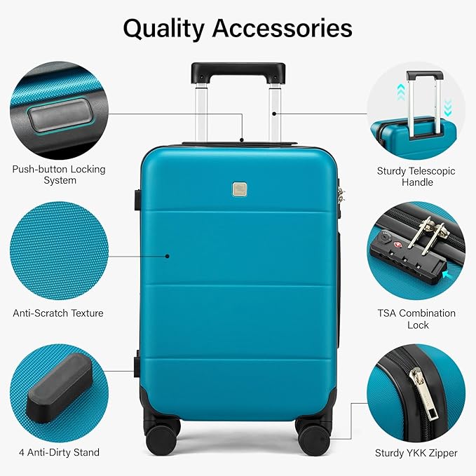 Hanke 2 Piece Hard Shell Luggage Sets with Spinner Wheels Carry On suitcase Set Checked Large Luggage Lightweight Travel Luggage for Men Women(20/28 Inch, Caribbean Blue)