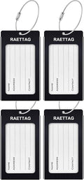 Luggage Tags Metal Suitcase Tags Travel Bag ID Identifier Luggage Tag (Black 4Pack)
