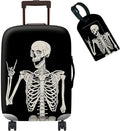 Luggage Cover Suitcase Protector Plus 1 Luggage Tag, Rock Skull Travel Suitcase Cover Suitable for 18-20 inch Luggage (S) with Concealed Zipper Washable Elastic Cloth Dustproof Anti-Scratch