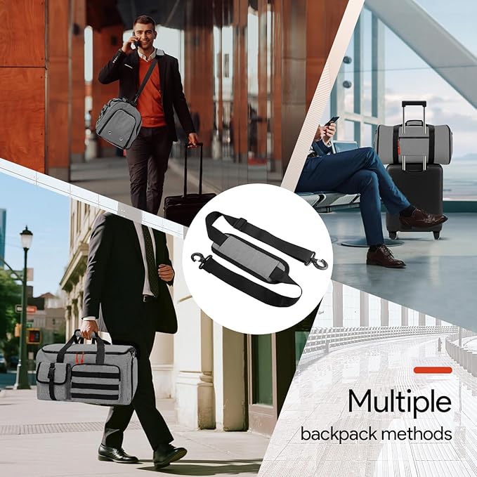 Garment Duffle Bags for Travel, HOMQUIET Convertible Garment Duffel Bag, All YKK Zippers Carry On Garment Bags, 2 in 1 Hanging Waterproof Suit Travel Bag with Shoe Compartment, for Men Women, Grey