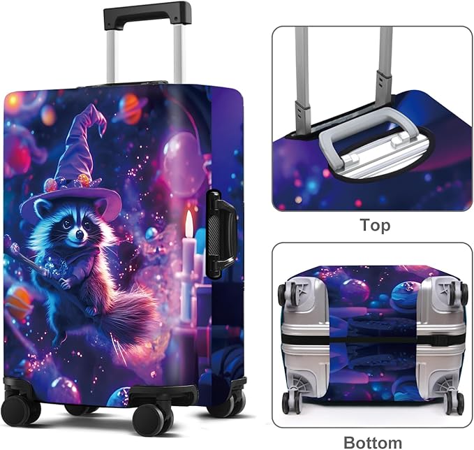 Raccoon Luggage Cover Washable Suitcase Protector Anti-Scratch,Stretchable Fit for 20-34Inch Luggage Durable Travel Bag Cover with Zipper ClosureL(28-30inch suitcase)