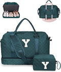 Gifts for Teenage Girls-Initial Travel Bag with Shoe Compartment, Personalized Weekender Bag, Monogram Overnight Bag for Women, Letter Travel Bag with Makeup Bag Graduation Gifts (Letter Y)