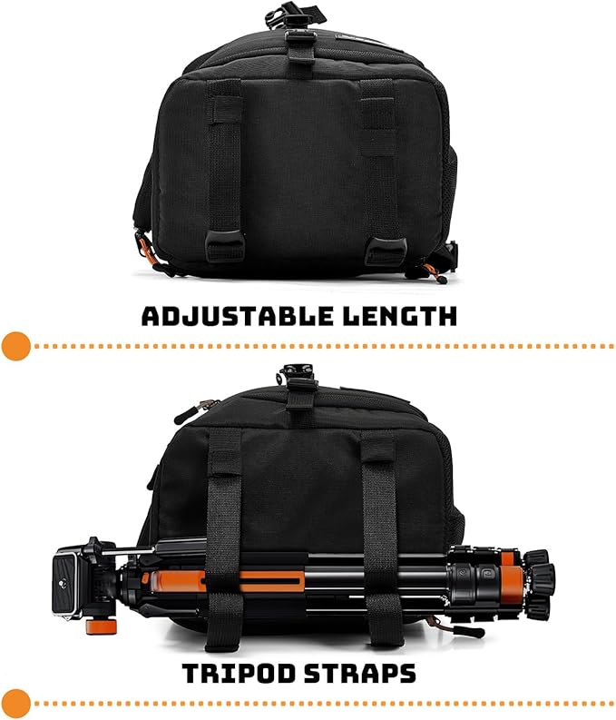 Camera Sling Bag for Photographers - Waterproof Single-Shoulder Camera Case with Adjustable Dividers, Rain Cover & Side Tripod Pocket