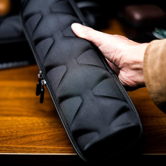 5 slots Hard men's watch travel case, Portable zipper storage organizer box with soft compressible foam pillow to fit large and small watches(Black, 5slot)