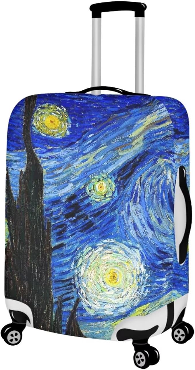 Starry Night Print Travel Luggage Cover Elastic Baggage Protector for Women Girls,Fits 18-21 Inch Washable Suitcase Covers
