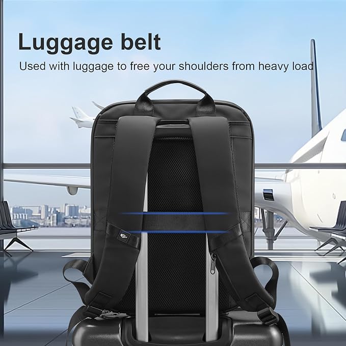 SOKOK Carry On Travel Backpack Waterproof Business Backpack with Laptop Compartment, Slim Hardshell Computer Backpack for Men and Women, White