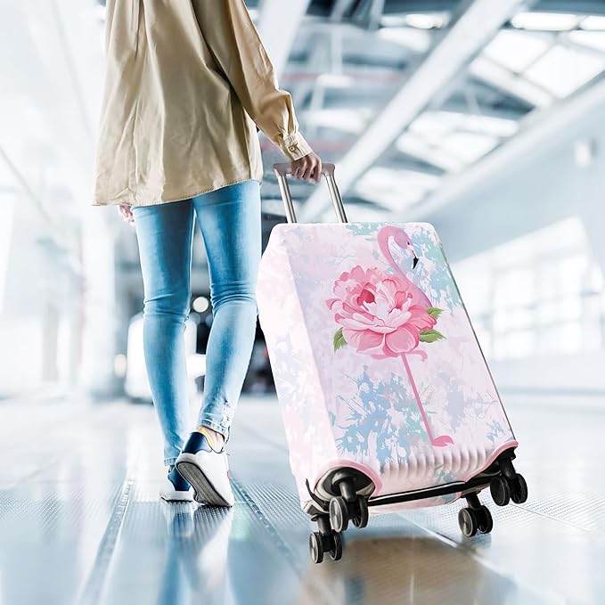 Travel Luggage Cover Suitcase Protector Fits 18-32 Inch Wheel Covers PatternedTravel Related Items Flower Luggage Protector Elastic S