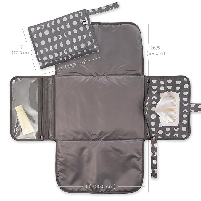 Tiny Twinkle Portable Diaper Changing Pad-Foldable Waterproof Changing Mat&Portable Changing Pad for Travel,Baby Changing Station with Smart Wipes Pocket&Storage (Luna)