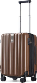 Hanke 20 Inch Expandable Carry on Luggage 22x14x9 Airline Approved Lightweight PC Hard Shell Suitcases with Wheels Tsa Luggage Rolling Suitcase Travel Luggage Bag for Weekender(Brown)