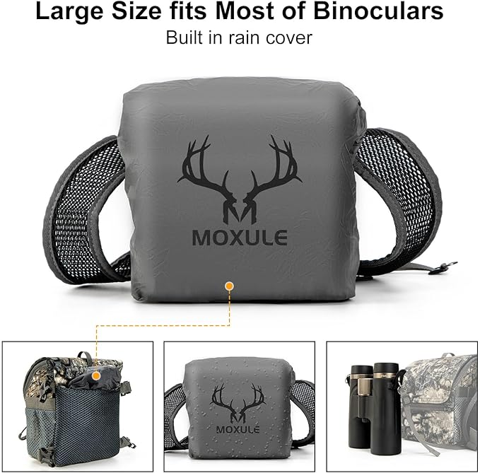 Binocular Harness Chest Pack: Bino Case with Magnetic Lid and Rain Cover for Hunting(Green)