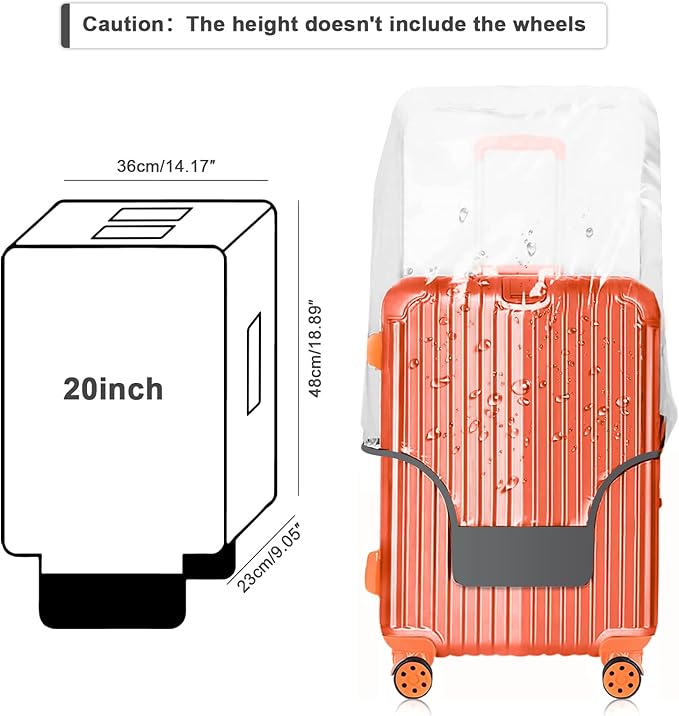 20 Inch Luggage Covers for Suitcase TSA Approved,Carry On Luggage Cover Protector Suitable 20-21 Inch Full Clear 3mm Thickness Protector PVC Clear Suitable for Long Travel Accessories